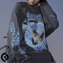 画像をギャラリービューアに読み込む, 【ハードコア天使】 hardcore angel long sleeve gray t shirt / サブカル柄 袖デザイン 袖ライン ロングTシャツ ロンT 長袖 ドロップショルダー グレー ゆったり オーバーサイズ レディース men's トップス 原宿 XL XXL 韓国 春物 ストリート お洒落 K-POP 春物 秋物
