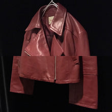 画像をギャラリービューアに読み込む, Red Riders leather Jacket, used ladies vintage clothing - 复古 旧衣服 骑手茄克 双本 皮革 牛皮 - ヴィンテージ古着 ライダースジャケット ダブル 本革 牛革 レザージャケット レディース S 程度