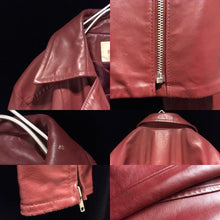 画像をギャラリービューアに読み込む, Red Riders leather Jacket, used ladies vintage clothing - 复古 旧衣服 骑手茄克 双本 皮革 牛皮 - ヴィンテージ古着 ライダースジャケット ダブル 本革 牛革 レザージャケット レディース S 程度