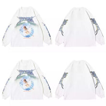 画像をギャラリービューアに読み込む, 【ハードコア天使】 hardcore angel long sleeve white shirt / サブカル柄 袖デザイン 袖ライン ロングTシャツ ロンT 長袖 白Tシャツ ドロップショルダー ゆったり オーバーサイズ レディース トップス 原宿 XL XXL 韓国 春物 ストリート お洒落 K-POP 春物 秋物
