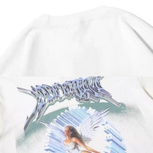 画像をギャラリービューアに読み込む, 【ハードコア天使】 hardcore angel long sleeve black shirt / サブカル柄 袖デザイン 袖ライン ロングTシャツ ロンT 長袖 黒Tシャツ ドロップショルダー ゆったり オーバーサイズ レディース トップス 原宿 XL XXL 韓国 春物 ストリート お洒落 K-POP 春物 秋物