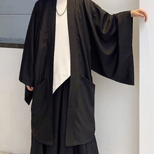 画像をギャラリービューアに読み込む, black kimono style long haori cardigan / ブラック ロング羽織 着物 カーディガン ロング丈 ユニセックス レディース 黒 ゆったり オーバーサイズ 原宿 韓国 お洒落