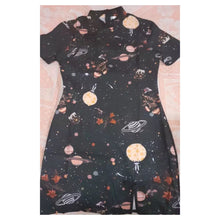 画像をギャラリービューアに読み込む, space pattern black one piece China dress / 宇宙柄 スペースチャイナ服 ブラックドレス ミニワンピース スカート 黒 レディース 原宿 コスプレ ゆめかわいい 夏物