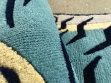 画像をギャラリービューアに読み込む, L β/Prototype WOOL ★ TIBETAN TIGER RUG SPECIAL EDITION HIMALAYAN AQUERIUS BLUE / チベタンタイガーラグ 大 ヒマラヤンアクエリアスブルー ネパール産 本物 チベット絨毯 虎柄 フロアマット インテリア カーペット 通販