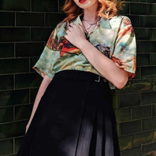 画像をギャラリービューアに読み込む, angel pattern short sleeve shirt / エンジェル 天使柄 開襟シャツ オープンカラー 総柄シャツ 半袖 エメラルド系 レディース ブラウス トップス 昭和レトロ スピリチュアル 原宿 韓国 夏物