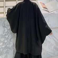画像をギャラリービューアに読み込む, black kimono style long haori cardigan / ブラック ロング羽織 着物 カーディガン ロング丈 ユニセックス レディース 黒 ゆったり オーバーサイズ 原宿 韓国 お洒落