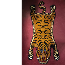 画像をギャラリービューアに読み込む, L 9687 WOOL ★ TIBETAN TIGER RUG HIMALAYAN BROWN / チベタンタイガーラグ 大 ウール製 ヒマラヤンブラウン 茶色 ネパール産 本物 チベット絨毯 虎柄 フロアマット ハンドクラフト インテリア カーペット 通販