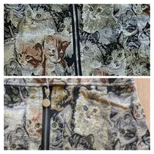 画像をギャラリービューアに読み込む, cat pattern gray mini skirt / 猫 総柄 昭和レトロ ミニスカート ハイウエスト ショート丈 グレー系 s m l xl 猫グッズ かわいい 原宿 韓国 新品