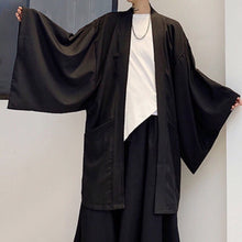 画像をギャラリービューアに読み込む, black kimono style long haori cardigan / ブラック ロング羽織 着物 カーディガン ロング丈 ユニセックス レディース 黒 ゆったり オーバーサイズ 原宿 韓国 お洒落