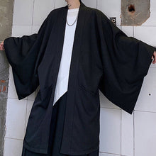 画像をギャラリービューアに読み込む, black kimono style long haori cardigan / ブラック ロング羽織 着物 カーディガン ロング丈 ユニセックス レディース 黒 ゆったり オーバーサイズ 原宿 韓国 お洒落