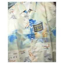 画像をギャラリービューアに読み込む, world map pattern short sleeve white shirt / 世界地図 総柄シャツ 白シャツ 半袖 トップス ブラウス レディース 原宿 韓国 猫グッズ XL ゆったり オーバーサイズ 海外旅行