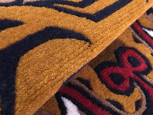画像をギャラリービューアに読み込む, L9646 WOOL ★ TIBETAN TIGER RUG HIMALAYAN BROWN / チベタンタイガーラグ 大 ヒマラヤンブラウン ネパール産 本物 チベット絨毯 虎柄 フロアマット インテリア カーペット