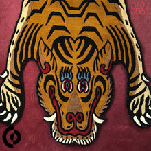 画像をギャラリービューアに読み込む, L 9687 WOOL ★ TIBETAN TIGER RUG HIMALAYAN BROWN / チベタンタイガーラグ 大 ウール製 ヒマラヤンブラウン 茶色 ネパール産 本物 チベット絨毯 虎柄 フロアマット ハンドクラフト インテリア カーペット 通販