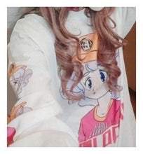 画像をギャラリービューアに読み込む, Japanese anime girl long sleeve white T shirt / レトロガール 女の子 アニメ柄 サブカル ロングTシャツ ロンT 長袖 レディース ビッグシルエット 白 M L XL 90s オタク 原宿ファッション かわいい ストリート 春物 秋物