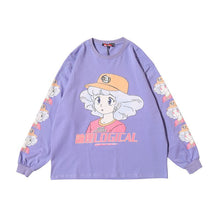 画像をギャラリービューアに読み込む, Japanese anime girl long sleeve purple T shirt / レトロガール 女の子 アニメ柄 サブカル ロングTシャツ ロンT 長袖 レディース ビッグシルエット 紫 M L XL 90s オタク 原宿ファッション かわいい ストリート 春物 秋物