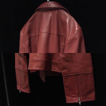 画像をギャラリービューアに読み込む, Red Riders leather Jacket, used ladies vintage clothing - 复古 旧衣服 骑手茄克 双本 皮革 牛皮 - ヴィンテージ古着 ライダースジャケット ダブル 本革 牛革 レザージャケット レディース S 程度
